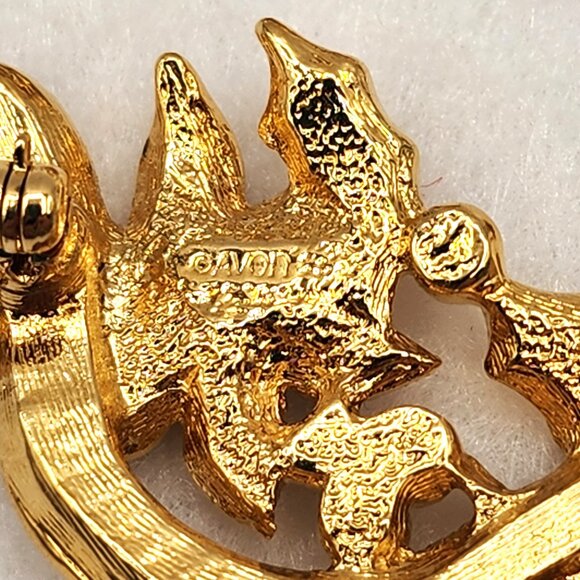 AVON Vtg. Poinsettias Brooch and Clip Earrings Set Festive Treasures Collection - Picture 2 of 7